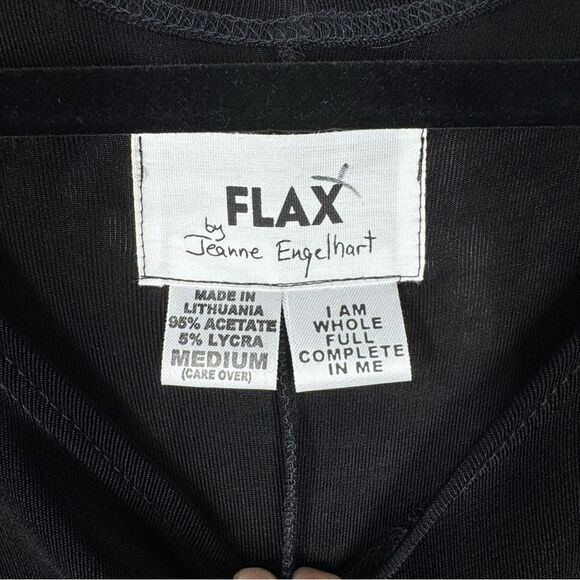 Flax Black Maxi Dress Slinky Knit Long Sleeve Minimalist Capsule Witchy Medium - Picture 3 of 5